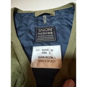 TAION V Neck Zip Vest Olive Green Onion Quilted Ripstop Mens XS S TAION-001ZML-1